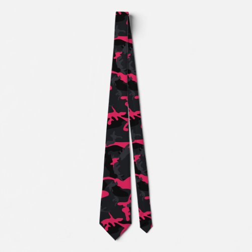 Neon Pink Highlights Camo Neck Tie