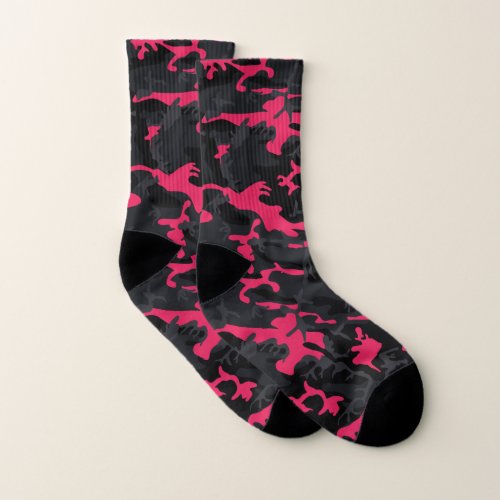 Neon Pink Highlights Camo Socks