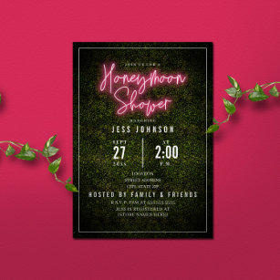 Neon Pink Honeymoon Shower Invitation