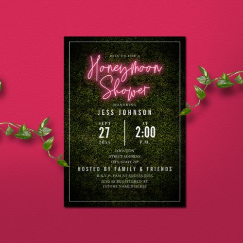 Neon Pink Honeymoon Shower Invitation