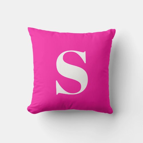 Neon Pink Initial Monogrammed Outdoor Pillow