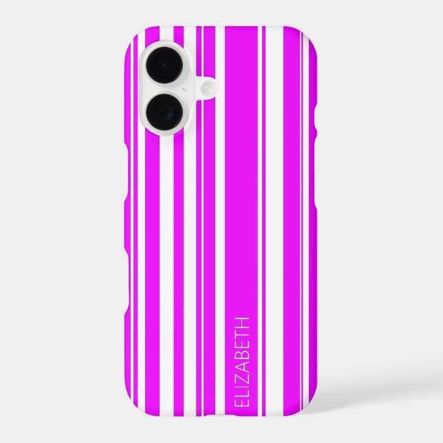 Neon Pink Irregular Stripes Iphone Case (Back)