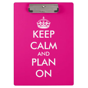 Neon pink Keep calm wedding planner clipboard
