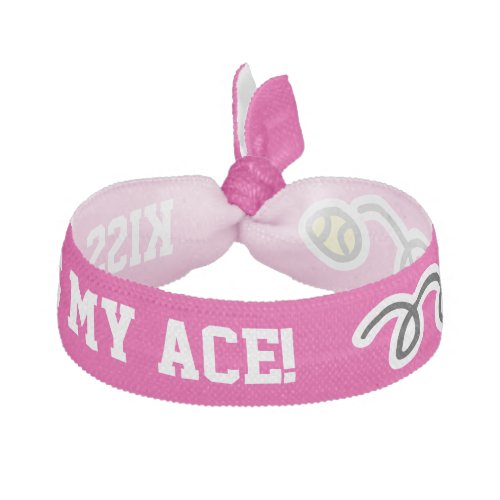 Neon pink KISS MY ACE funny tennis girls hair tie