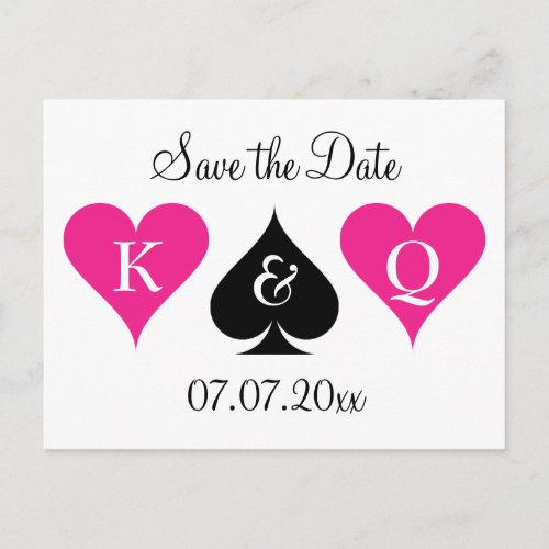 Neon pink Las Vegas wedding save the date postcard