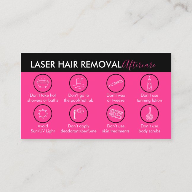 Neon Pink Laser Hair Removal Aftercare Business Card