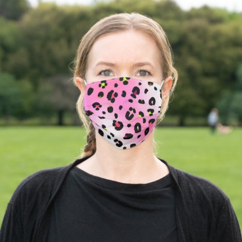 Neon Pink Leopard Animal Print Pattern Adult Cloth Face Mask