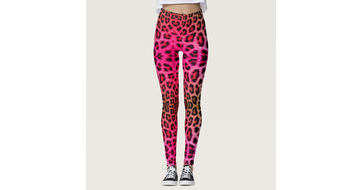 neon pink leopard print leggings | Zazzle