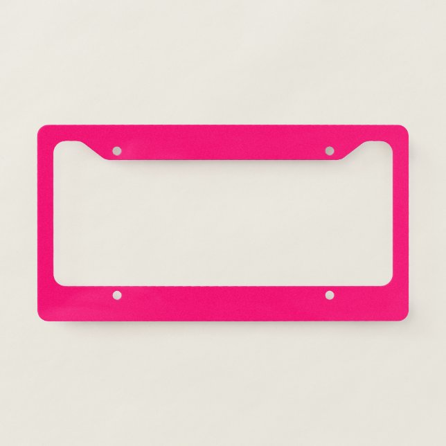 Neon Pink License Plate Frame – Customizable&Bold (Front)