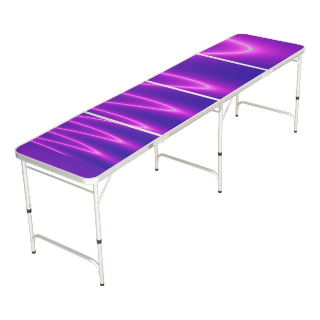 Neon Pink Lightning Beer Pong Table (Angled)