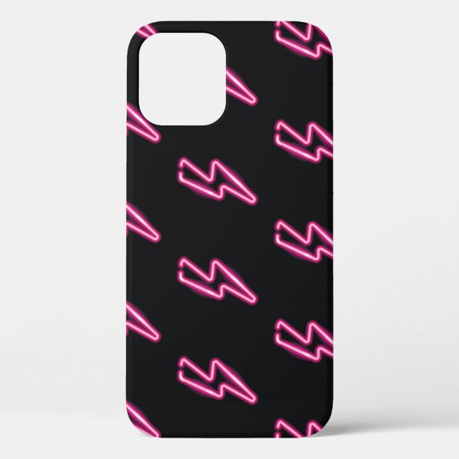 Neon Pink Lightning: Dark Background. Case-Mate iPhone Case (Back)