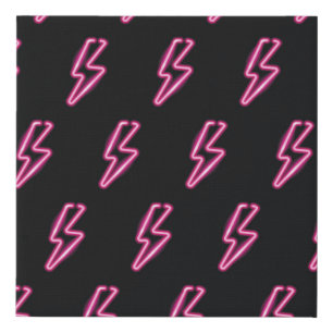 Neon Pink Lightning: Dark Background. Faux Canvas Print