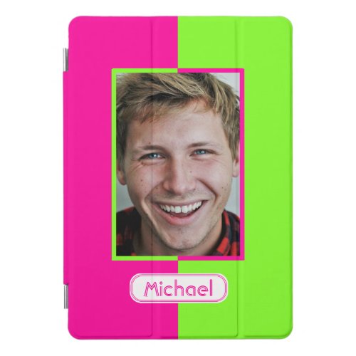 Neon Pink  Lime Green Color Block  Custom Photo iPad Pro Cover