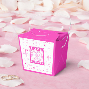 Neon Pink Love Forever Valentine Stamp Favor Boxes