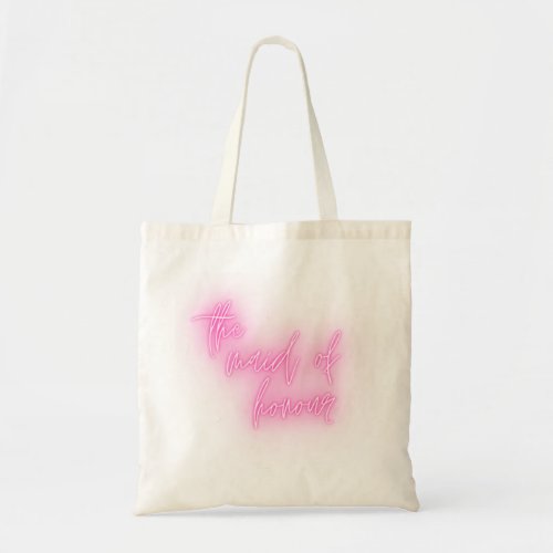 Neon Pink Maid of Honour Wedding Party Tote Bag