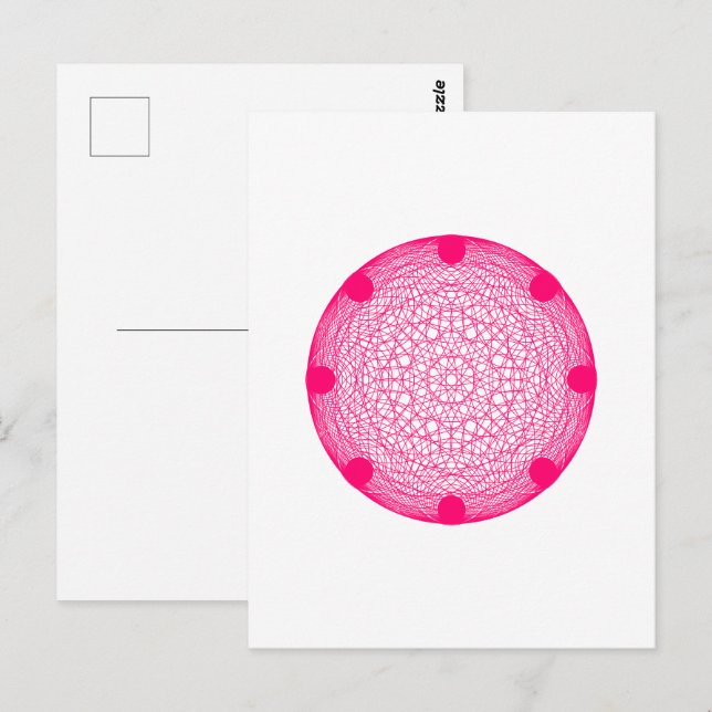 Neon Pink Mandala Modern Postcard – Customizable (Front/Back)