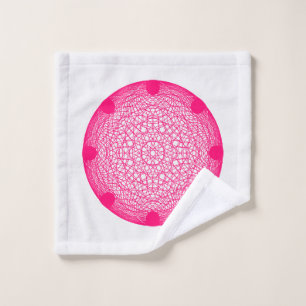 Neon Pink Mandala Wash Cloth – Customizable