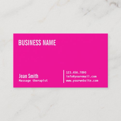 Neon Pink Massage Therapist Business Card