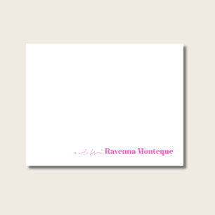 Neon Pink Minimalist Personalized Name Elegant Note Card