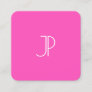 Neon Pink Modern Elegant Monogram Template Trendy Square Business Card