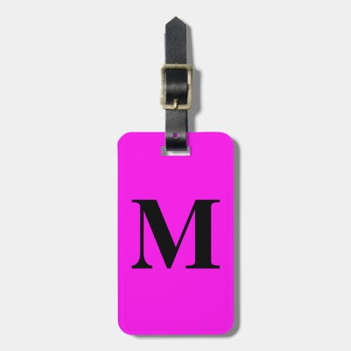 Neon Pink Monogram Name Gift Party Favor Girly Luggage Tag