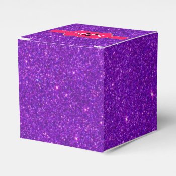 Neon Pink Monogram On Purple Glitter Favor Boxes by ChicPink at Zazzle