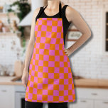 Neon Pink Orange Checkered Checkerboard Vintage Apron<br><div class="desc">Neon Pink and Orange Checkered Checkerboard | Vintage | Classic | Trendy | Stylish | Fashion | Minimal</div>