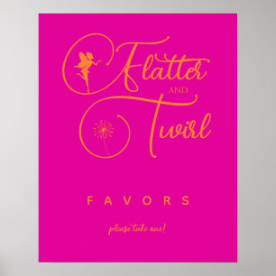Neon Pink Orange Minimalist Fairy Favors Poster