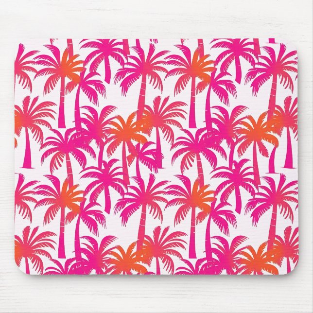 Neon Pink Orange Palm Tree Ibiza Mouse Pad (Front)
