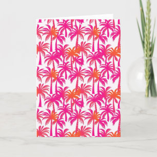 Neon Pink Orange Palm Tree Ibiza Thank You Card