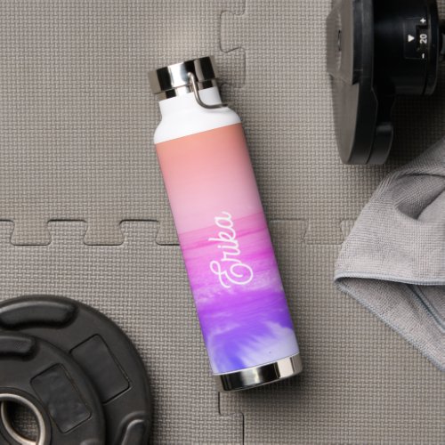 Neon Pink Orange Purple Tropical Paradise Trendy Water Bottle