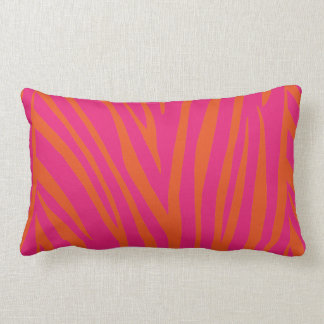 NEON PINK ORANGE ZEBRA STRIPES BACKGROUNDS WALLPAP LUMBAR PILLOW