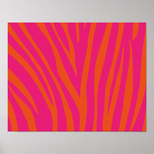 NEON PINK ORANGE ZEBRA STRIPES BACKGROUNDS WALLPAP POSTER