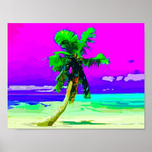 Neon Pink Palm Tree Paradise Poster