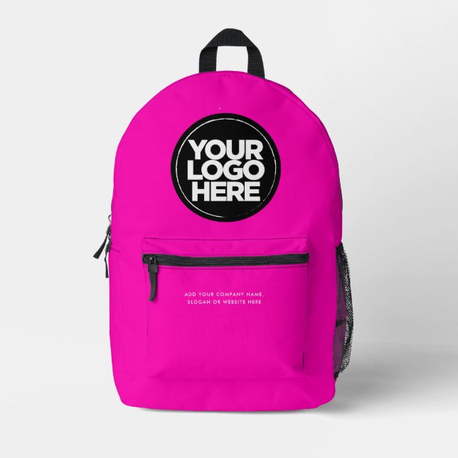 Neon Pink | Personalized Corporate Logo and Text Printed Backpack (Front)