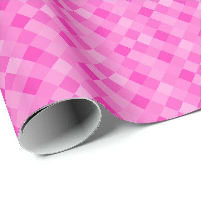 Neon pink pixel square pattern wrapping paper (Roll Corner)