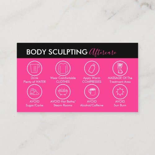 Neon Pink Post Body Sculpting Aftercare Business Card