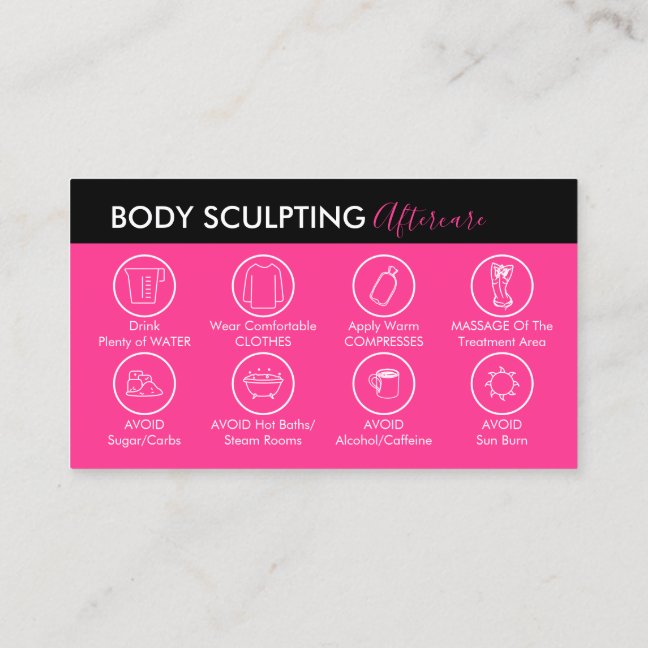 Neon Pink Post Body Sculpting Aftercare Business Card