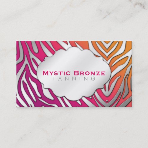 Neon Pink &amp; Purple Zebra Print Tanning/Salon Business Card