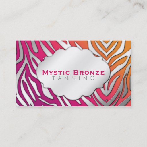 Customizable Neon Pink &amp; Purple Zebra Print Tanning/Salon Business Card