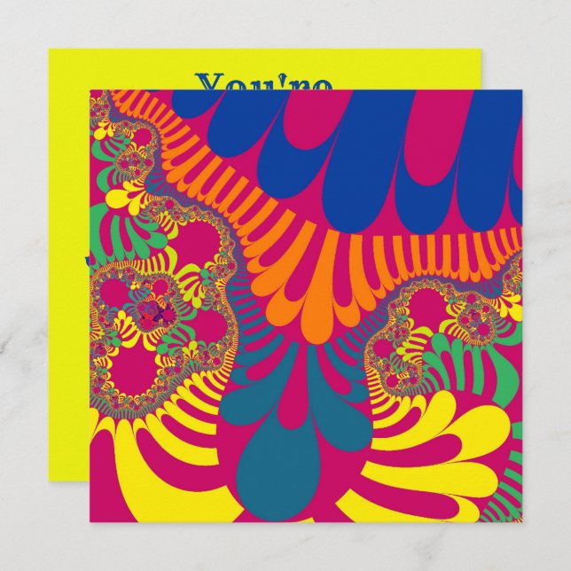 Neon Pink Rainbow Mod Invitation (Front/Back)