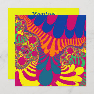 Neon Pink Rainbow Mod Invitation