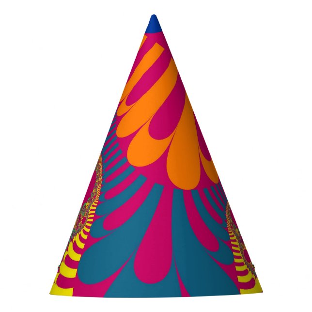Neon Pink Rainbow Mod Party Hat (Front)