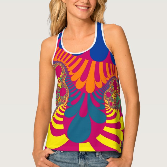 Neon Pink Rainbow Mod Tank Top (Front)