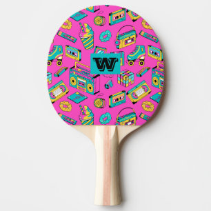 Neon Pink Retro 80s Fun Bright Colorful Pattern  Ping Pong Paddle