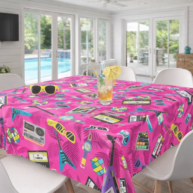 Neon Pink Retro Sunglasses 80s Tropical Statement  Tablecloth (Creator Uploaded)