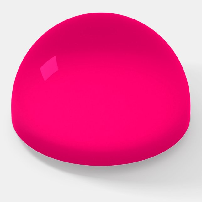 Neon Pink Round Paperweight – Customizable (Angled)