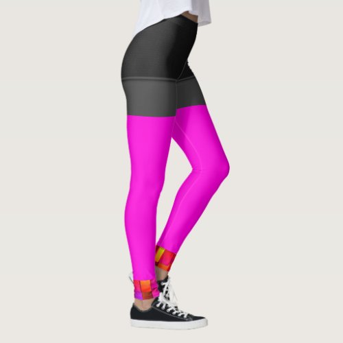 Neon Pink Running Leggings Womens Pants