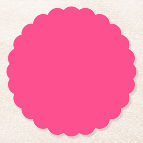 Neon Pink Scalloped Round Paper Coaster