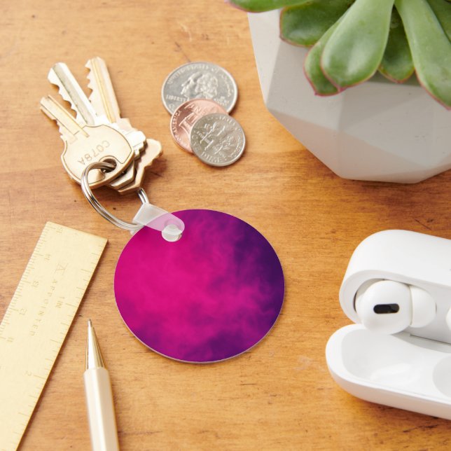 Neon Pink Smoke Gradient Keychain – Customizable (Desk)
